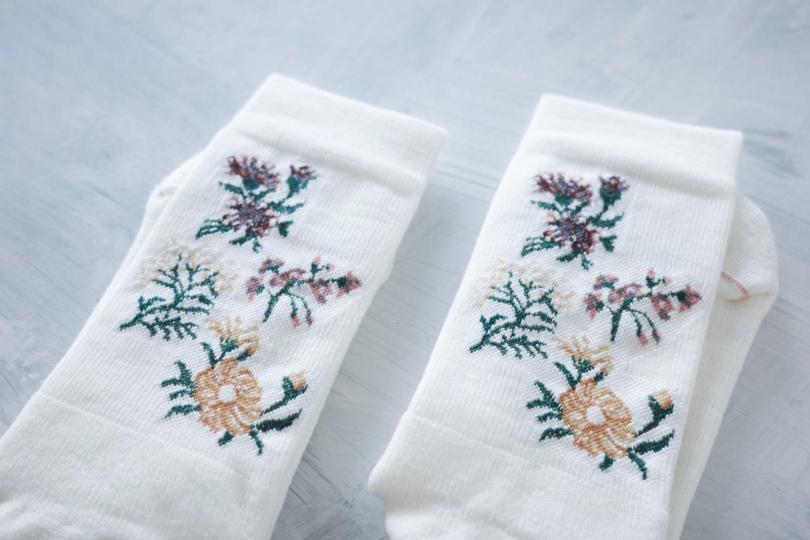高山植物図鑑 white - laceflower socks (レースフラワーソックス